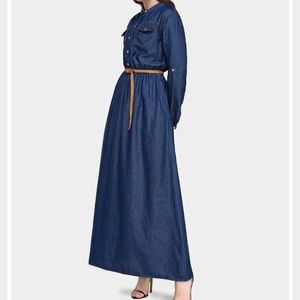 Spense Denim Maxi Shirt Dress